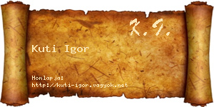 Kuti Igor névjegykártya